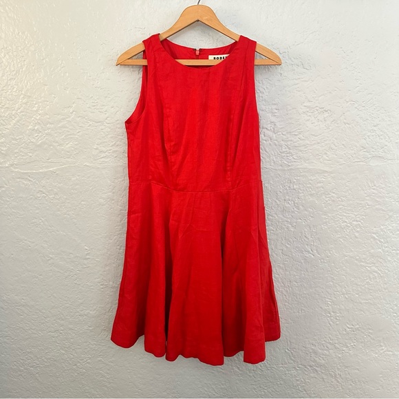 Boden Fit-and-Flare Linen Mini Dress In Vermillion Red - Picture 5 of 13